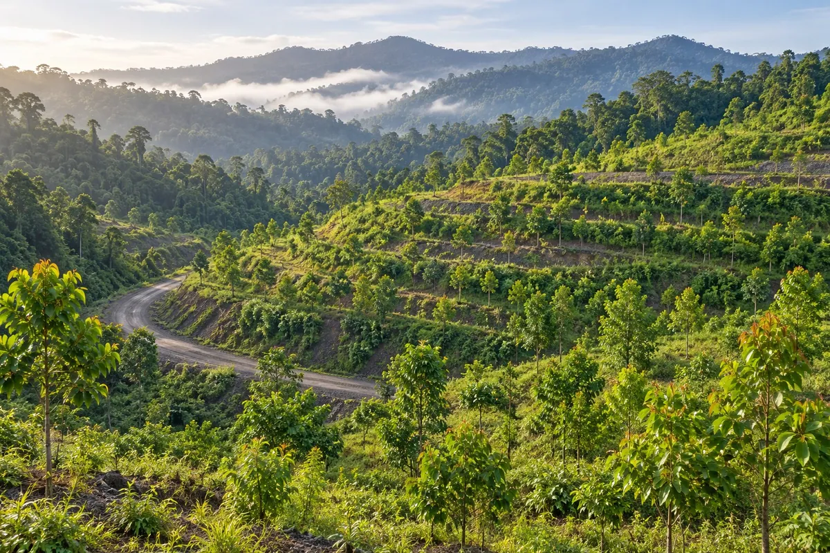 Rehabilitated tropical landscape at Seruyung site